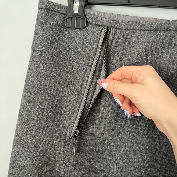 Kenar Double Faux Zipper Nevada Grey Wool Blend Mini Skirt Size 2 - Picture 6 of 13